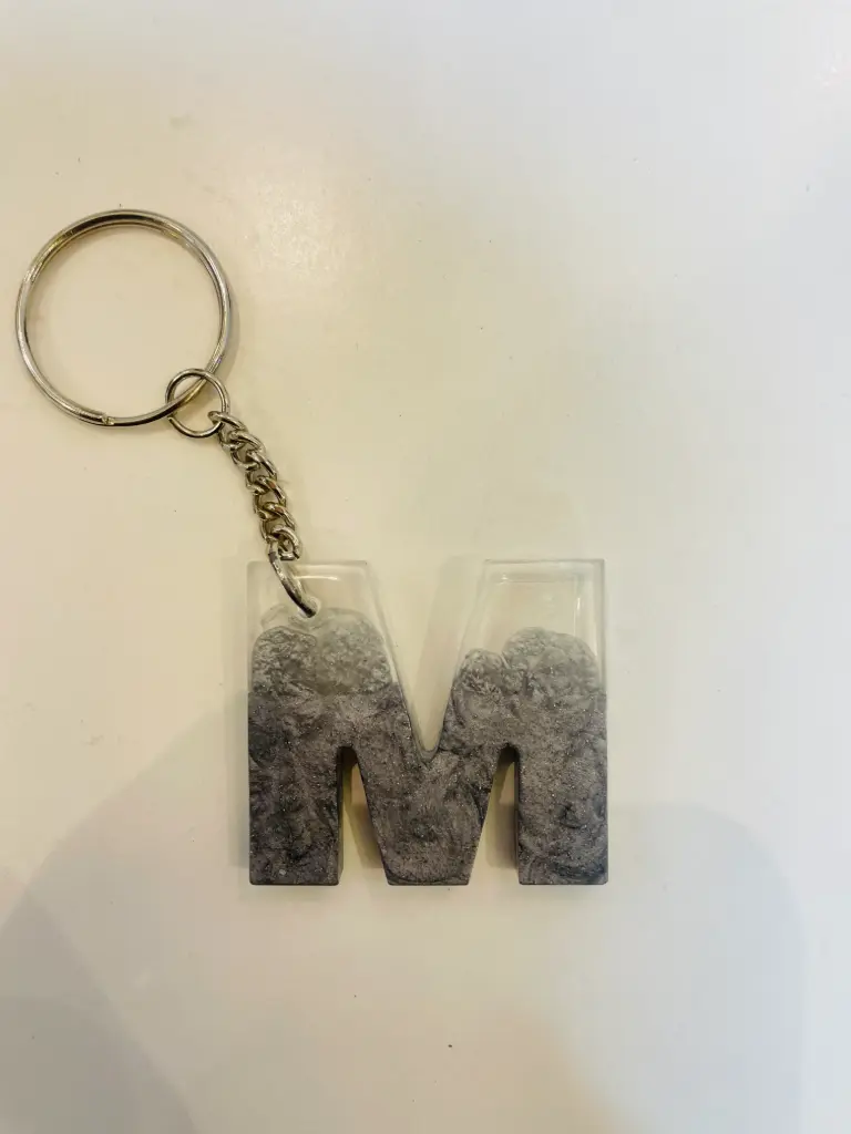 Letter 'M' in grey Keychain -GMK085