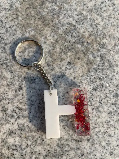 Letter 'H' in half white and half red Keychain -GMK061