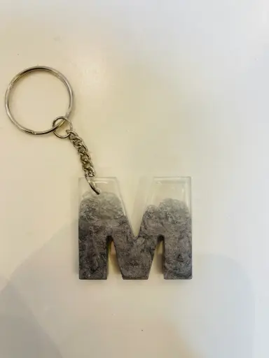 Letter 'M' in grey Keychain -GMK085