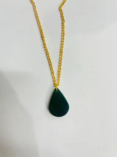 Dark green tear drop Locket -GML057
